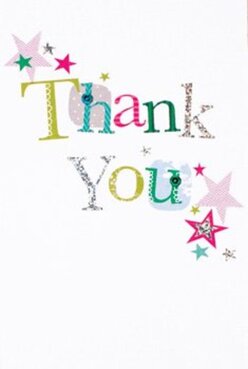 This thank you card perfectly captures the upbeat, celebratory mood that is so often felt throughout Basildon. The phrase 'Thank You' is beautifully stitched across the front, each letter showing off its own character-lime, fuchsia, and cerulean blue, highlighted by silver accents and a subtle sparkle that brings the words alive. Decorative patterns, including joyful polka dots and embroidered swirls, add a delightful texture that recreates the loving detail found in artisan crafts along Basildon's Broadway. A scattering of stars in shades of magenta, gold, and teal decorates the card like a shower of confetti-a visual echo of local celebrations and events in Lake Meadows Park. The print feels almost touchable, with the glittered silver lifting off the card's surface under soft light. Framed by a spotless white background, every detail of this design sings, much like the lively atmosphere during a flower market on Holly Road. It's easy to imagine this card paired with a bright, fresh flower arrangement, creating a message of reassurance and thanks as genuine as a friendly wave from a Basildon neighbour. The design embodies the thoughtful, creative approach our florists bring to every bouquet-always mindful of the recipient's happiness and the community spirit alive in Basildon.